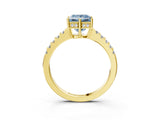 Yellow gold Fancy Blue Princess Cut Solitaire Diamond Engagement Ring with Pavé Band and Six-Prong Setting_15