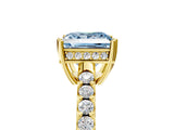 Yellow gold Fancy Blue Princess Cut Solitaire Diamond Engagement Ring with Pavé Band and Six-Prong Setting_17