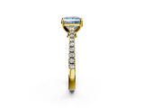 Yellow gold Fancy Blue Princess  Cut Solitaire Diamond Engagement Ring with Pave Band and Four-Prong Setting_165