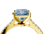 Yellow gold Fancy Blue Princess  Cut Solitaire Diamond Engagement Ring with Pave Band and Four-Prong Setting_167