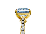 Yellow gold Fancy Blue Princess  Cut Solitaire Diamond Engagement Ring with Pave Band and Four-Prong Setting_168