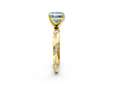 Yellow gold Fancy Blue Princess Cut Solitaire Diamond Engagement Ring with Twisted Pave Band and Four-Prong Setting_5