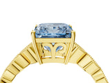 Yellow gold Fancy Blue Princess Cut Solitaire Diamond Ring with Infinity Twist Band and Four-Prong Setting_4
