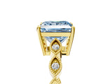 Yellow gold Fancy Blue Princess Cut Solitaire Diamond Ring with Infinity Twist Band and Four-Prong Setting_5