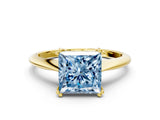 Yellow gold Fancy Blue Princess Cut Solitaire Diamond Ring with Six-Prong Setting and Classic Band_12