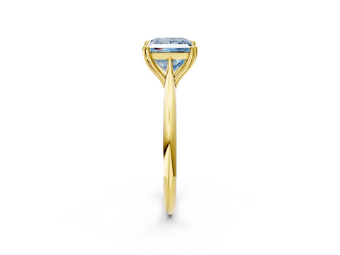 Yellow gold Fancy Blue Princess Cut Solitaire Diamond Ring with Six-Prong Setting and Classic Band_2