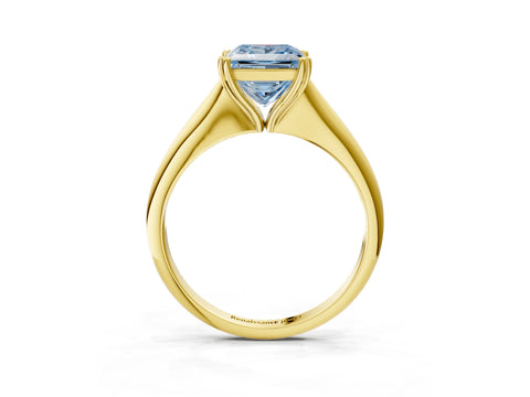 Yellow gold Fancy Blue Princess Cut Solitaire Diamond Ring with Six-Prong Setting and Classic Band_3