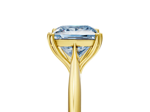 Yellow gold Fancy Blue Princess Cut Solitaire Diamond Ring with Six-Prong Setting and Classic Band_5
