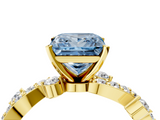 Yellow gold Fancy Blue Princess  Cut Solitaire Diamond Twisted Band with Pave Setting_63