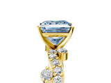 Yellow gold Fancy Blue Princess  Cut Solitaire Diamond Twisted Band with Pave Setting_64