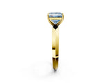 Yellow gold Fancy Blue Princess  Cut Solitaire Engagement Ring with Flat Band and Four-Prong Setting 3