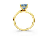 Yellow gold Fancy Blue Princess  Cut Solitaire Engagement Ring with Flat Band and Four-Prong Setting 4