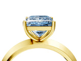 Yellow gold Fancy Blue Princess  Cut Solitaire Engagement Ring with Flat Band and Four-Prong Setting 5