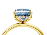 Yellow gold Fancy Blue Princess  Cut Solitaire Engagement Ring with Four-Prong Setting and Classic Band_24