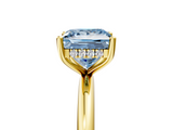 Yellow gold Fancy Blue Princess  Cut Solitaire Engagement Ring with Four-Prong Setting and Classic Band_25