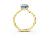 Yellow gold Fancy Blue Princess  Cut Solitaire Engagement Ring with Four-Prong Setting on a Classic Band_23