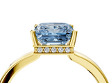 Yellow gold Fancy Blue Princess  Cut Solitaire Engagement Ring with Four-Prong Setting on a Classic Band_24