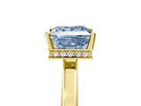 Yellow gold Fancy Blue Princess  Cut Solitaire Engagement Ring with Four-Prong Setting on a Classic Band_25