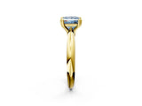 Yellow gold Fancy Blue Princess  Cut Solitaire Engagement Ring with Tapered Band and Four-Prong Setting 3