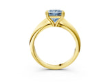 Yellow gold Fancy Blue Princess  Cut Solitaire Engagement Ring with Tapered Band and Four-Prong Setting 4