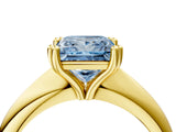 Yellow gold Fancy Blue Princess  Cut Solitaire Engagement Ring with Tapered Band and Four-Prong Setting 5