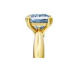 Yellow gold Fancy Blue Princess  Cut Solitaire Engagement Ring with Tapered Band and Four-Prong Setting