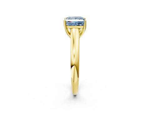 Yellow gold Fancy Blue Princess Cut Solitaire Engagement Ring with Tapered Band and Four-Prong Setting_5