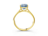 Yellow gold Fancy Blue Princess Cut Solitaire Engagement Ring with Tapered Band and Four-Prong Setting_6