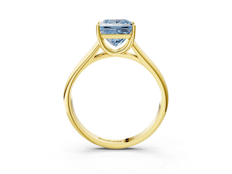 Yellow gold Fancy Blue Princess Cut Solitaire Engagement Ring with Tapered Band and Four-Prong Setting_6