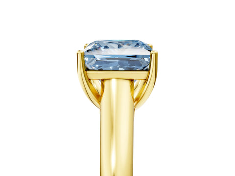 Yellow gold Fancy Blue Princess Cut Solitaire Engagement Ring with Tapered Band and Four-Prong Setting_8