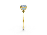 Yellow gold Fancy Blue Princess  Cut Solitaire Engagement Ring with Thin Band and Four-Prong Setting_5
