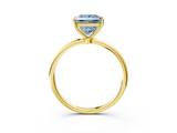 Yellow gold Fancy Blue Princess  Cut Solitaire Engagement Ring with Thin Band and Four-Prong Setting_6