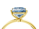 Yellow gold Fancy Blue Princess  Cut Solitaire Engagement Ring with Thin Band and Four-Prong Setting_7
