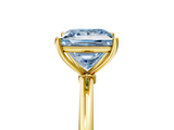 Yellow gold Fancy Blue Princess  Cut Solitaire Engagement Ring with Thin Band and Four-Prong Setting_8