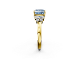 Yellow gold Fancy Blue Princess  Cut Solitaire Floral Diamond Ring with Four-Prong Setting_39