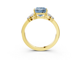 Yellow gold Fancy Blue Princess  Cut Solitaire Floral Diamond Ring with Four-Prong Setting_40