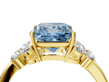 Yellow gold Fancy Blue Princess  Cut Solitaire Floral Diamond Ring with Four-Prong Setting_41
