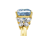Yellow gold Fancy Blue Princess  Cut Solitaire Floral Diamond Ring with Four-Prong Setting_42