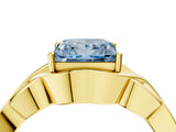 Yellow gold Fancy Blue Princess Cut Solitaire Intertwined Band Prong Setting Ring_4