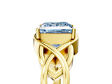 Yellow gold Fancy Blue Princess Cut Solitaire Intertwined Band Prong Setting Ring_5