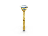 Yellow gold Fancy Blue Princess Cut Solitaire Milgrain Engraved Band with Four-Prong Setting_2