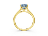 Yellow gold Fancy Blue Princess  Cut Solitaire Ring with Cathedral Band and Four-Prong Setting_41