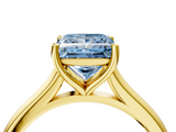Yellow gold Fancy Blue Princess  Cut Solitaire Ring with Cathedral Band and Four-Prong Setting_42