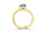 Yellow gold Fancy Blue Princess  Cut Solitaire Ring with Four-Prong Setting and Classic Band_31