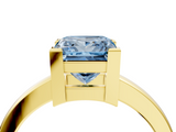 Yellow gold Fancy Blue Princess  Cut Solitaire Ring with Four-Prong Setting and Classic Band_32