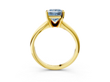 Yellow gold Fancy Blue Princess  Cut Solitaire Ring with Four-Prong Setting on a Classic Band_31