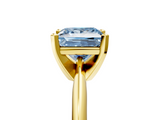 Yellow gold Fancy Blue Princess  Cut Solitaire Ring with Four-Prong Setting on a Classic Band_33