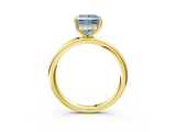 Yellow gold Fancy Blue Princess  Cut Solitaire Ring with Thin Band and Four-Prong Setting_14