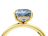 Yellow gold Fancy Blue Princess  Cut Solitaire Ring with Thin Band and Four-Prong Setting_15