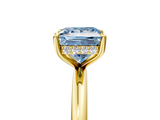 Yellow gold Fancy Blue Princess  Cut Solitaire Ring with Thin Band and Four-Prong Setting_16